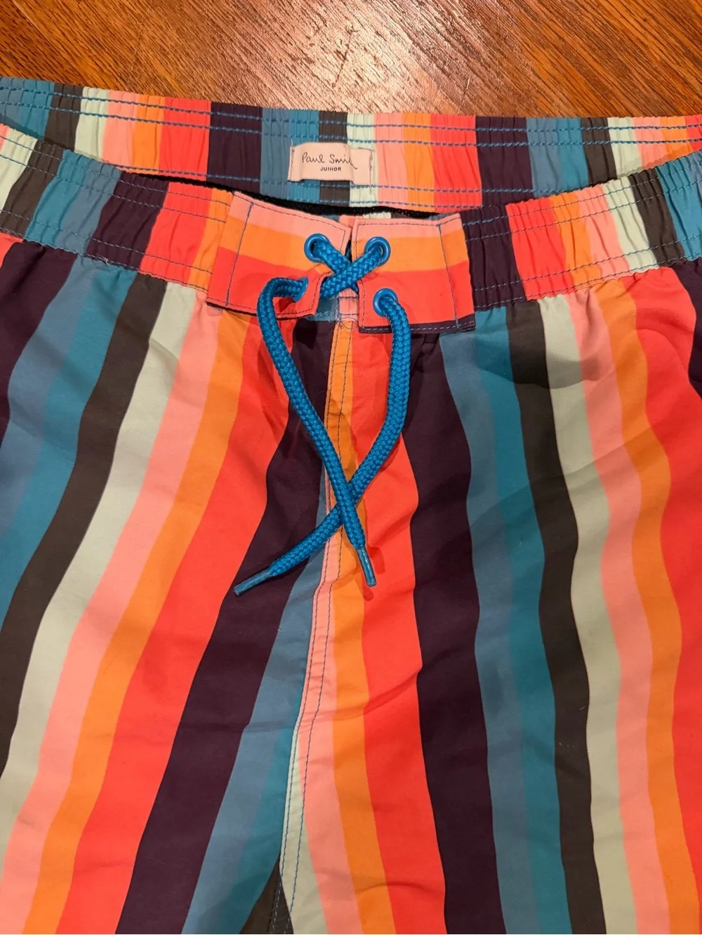 Paul Smith Junior Multi-Stripe Swim Trunks - Blue/Coral
